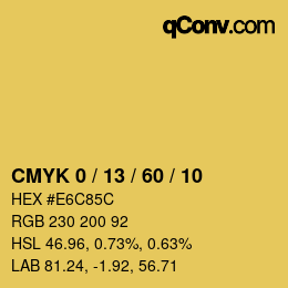 Farbcode: CMYK 0 / 13 / 60 / 10 | qconv.com