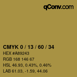 カラーコード: CMYK 0 / 13 / 60 / 34 | qconv.com