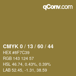 カラーコード: CMYK 0 / 13 / 60 / 44 | qconv.com