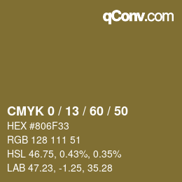 カラーコード: CMYK 0 / 13 / 60 / 50 | qconv.com