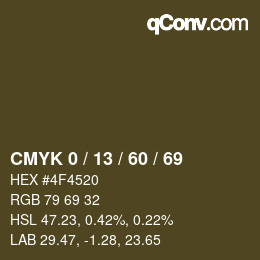 カラーコード: CMYK 0 / 13 / 60 / 69 | qconv.com
