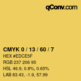 カラーコード: CMYK 0 / 13 / 60 / 7 | qconv.com