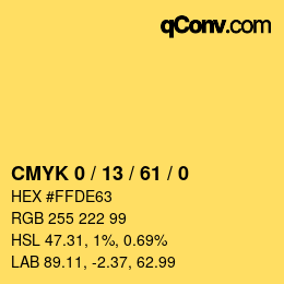 颜色代码: CMYK 0 / 13 / 61 / 0 | qconv.com