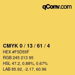 Color code: CMYK 0 / 13 / 61 / 4 | qconv.com