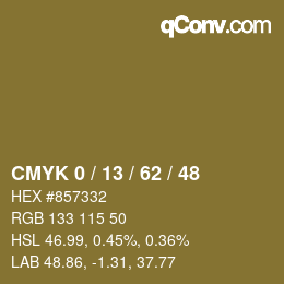 カラーコード: CMYK 0 / 13 / 62 / 48 | qconv.com