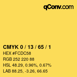 颜色代码: CMYK 0 / 13 / 65 / 1 | qconv.com