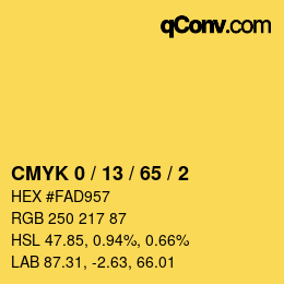Color code: CMYK 0 / 13 / 65 / 2 | qconv.com