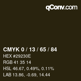 カラーコード: CMYK 0 / 13 / 65 / 84 | qconv.com