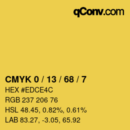 カラーコード: CMYK 0 / 13 / 68 / 7 | qconv.com