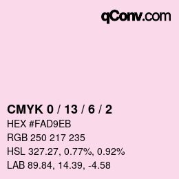 カラーコード: CMYK 0 / 13 / 6 / 2 | qconv.com
