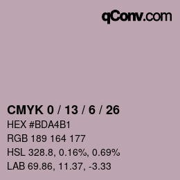 カラーコード: CMYK 0 / 13 / 6 / 26 | qconv.com