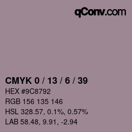 Color code: CMYK 0 / 13 / 6 / 39 | qconv.com