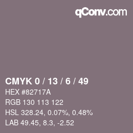 Farbcode: CMYK 0 / 13 / 6 / 49 | qconv.com