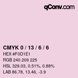 カラーコード: CMYK 0 / 13 / 6 / 6 | qconv.com