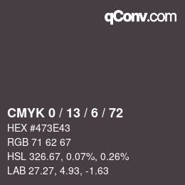 颜色代码: CMYK 0 / 13 / 6 / 72 | qconv.com