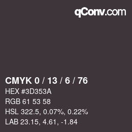 Color code: CMYK 0 / 13 / 6 / 76 | qconv.com