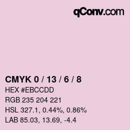 カラーコード: CMYK 0 / 13 / 6 / 8 | qconv.com