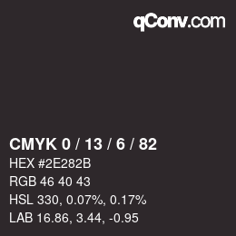 カラーコード: CMYK 0 / 13 / 6 / 82 | qconv.com