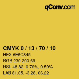 カラーコード: CMYK 0 / 13 / 70 / 10 | qconv.com