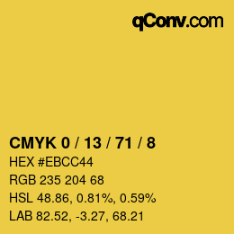 颜色代码: CMYK 0 / 13 / 71 / 8 | qconv.com