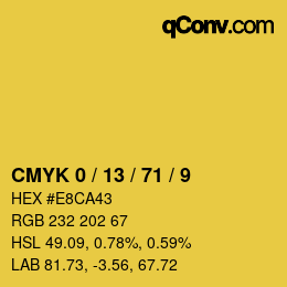 カラーコード: CMYK 0 / 13 / 71 / 9 | qconv.com