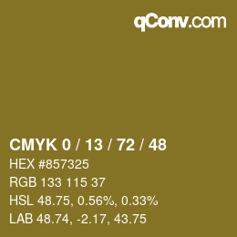 カラーコード: CMYK 0 / 13 / 72 / 48 | qconv.com