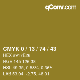Farbcode: CMYK 0 / 13 / 74 / 43 | qconv.com