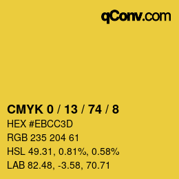 カラーコード: CMYK 0 / 13 / 74 / 8 | qconv.com