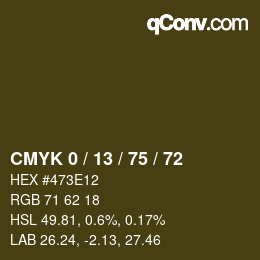 カラーコード: CMYK 0 / 13 / 75 / 72 | qconv.com