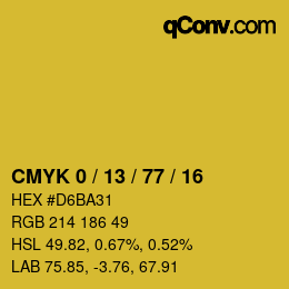 カラーコード: CMYK 0 / 13 / 77 / 16 | qconv.com