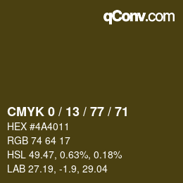 Farbcode: CMYK 0 / 13 / 77 / 71 | qconv.com