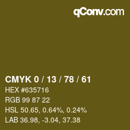 カラーコード: CMYK 0 / 13 / 78 / 61 | qconv.com