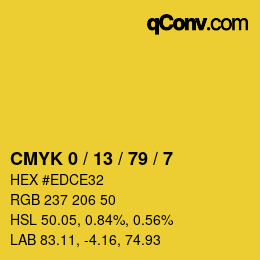 颜色代码: CMYK 0 / 13 / 79 / 7 | qconv.com