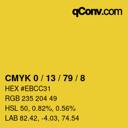 Farbcode: CMYK 0 / 13 / 79 / 8 | qconv.com