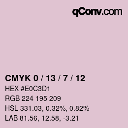 颜色代码: CMYK 0 / 13 / 7 / 12 | qconv.com