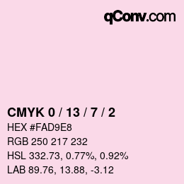 カラーコード: CMYK 0 / 13 / 7 / 2 | qconv.com