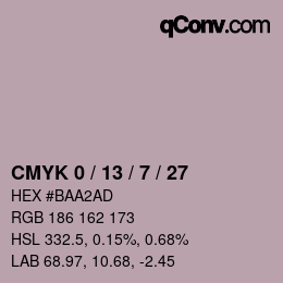 カラーコード: CMYK 0 / 13 / 7 / 27 | qconv.com