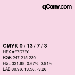 カラーコード: CMYK 0 / 13 / 7 / 3 | qconv.com