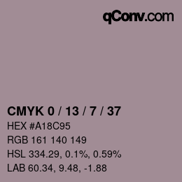 カラーコード: CMYK 0 / 13 / 7 / 37 | qconv.com