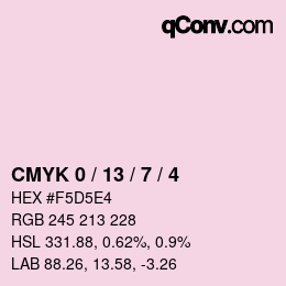 颜色代码: CMYK 0 / 13 / 7 / 4 | qconv.com