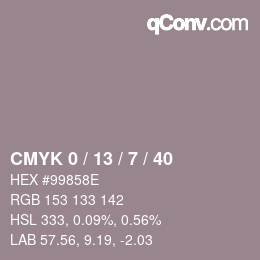 カラーコード: CMYK 0 / 13 / 7 / 40 | qconv.com