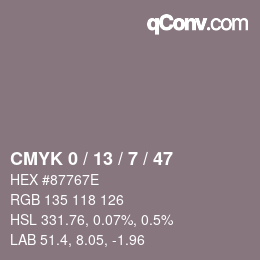 カラーコード: CMYK 0 / 13 / 7 / 47 | qconv.com