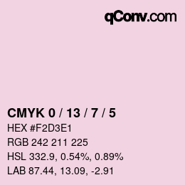 颜色代码: CMYK 0 / 13 / 7 / 5 | qconv.com