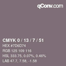 Color code: CMYK 0 / 13 / 7 / 51 | qconv.com