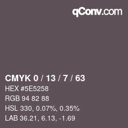 Color code: CMYK 0 / 13 / 7 / 63 | qconv.com