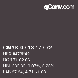 Color code: CMYK 0 / 13 / 7 / 72 | qconv.com