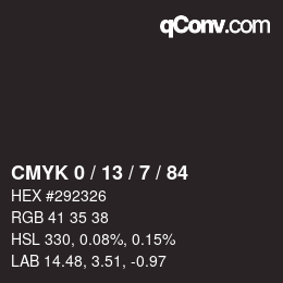カラーコード: CMYK 0 / 13 / 7 / 84 | qconv.com