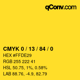 Color code: CMYK 0 / 13 / 84 / 0 | qconv.com