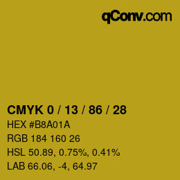 颜色代码: CMYK 0 / 13 / 86 / 28 | qconv.com