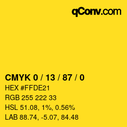 Color code: CMYK 0 / 13 / 87 / 0 | qconv.com